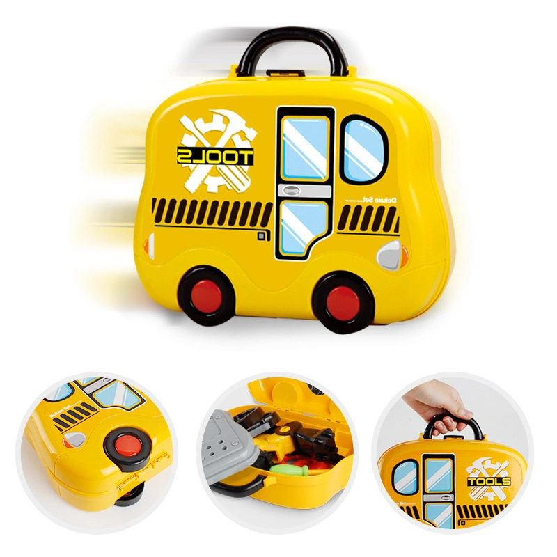 008-916 Smart Novelty Toy Tool Play Set Toddlers Educational Learning Pretend Play Tools Kit Toys with Bus Shaped Case for Kids Great Birthday Gift