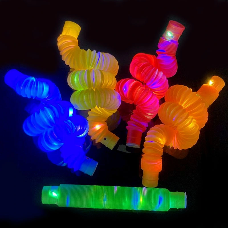 Children Toys LED Light up Pop Tube Fidget Sensory Toys Sets Magic Pop Tubes with Light