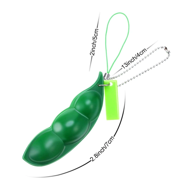 2021amazon Hot Selling Cute Peas Bean Fidget Toy Decompression Edamame Keychain Pop It Fidget Stress Squeeze Silicone Toys