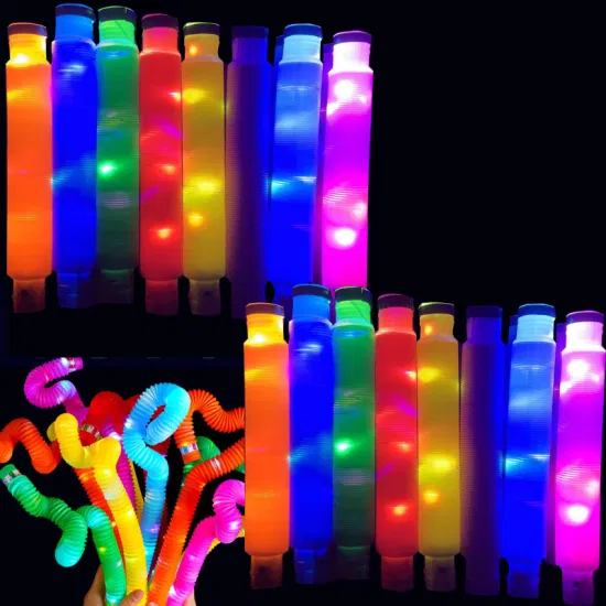 Новый дизайн, красочный светящийся свет, радужная поп-трубка, сенсорная игрушка для снятия стресса, поп-трубки для торта ко дню рождения, игрушки-непоседа