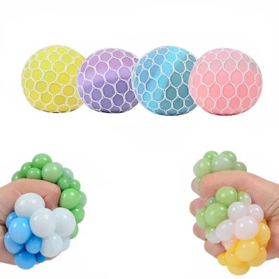 TPR Squeeze Mesh Toy Rainbow Squishy Stress Ball для детей